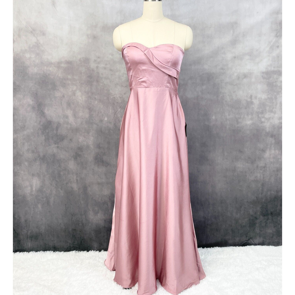 Lulu's Dusty Rose Strapless Maxi Dress